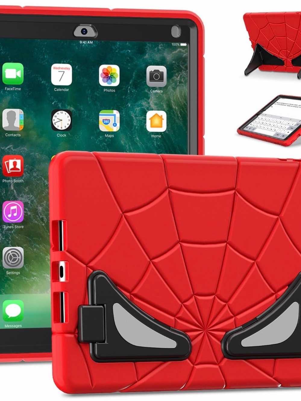 Red Spider-Web Kids Tablet Case with Kickstand